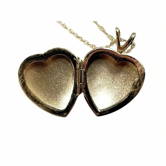10K Solid Gold Necklace w/ Heart Locket Engraved 'Forever Yours' - Picture 2 of 5